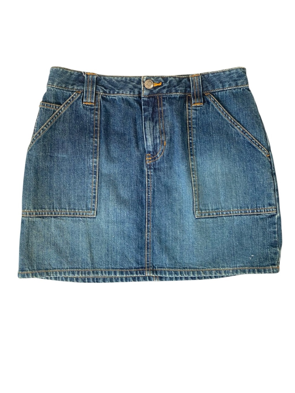 Vintage Y2K 2003 Old Navy Denim Mini Skirt Utility Cargo Pockets Size 4
